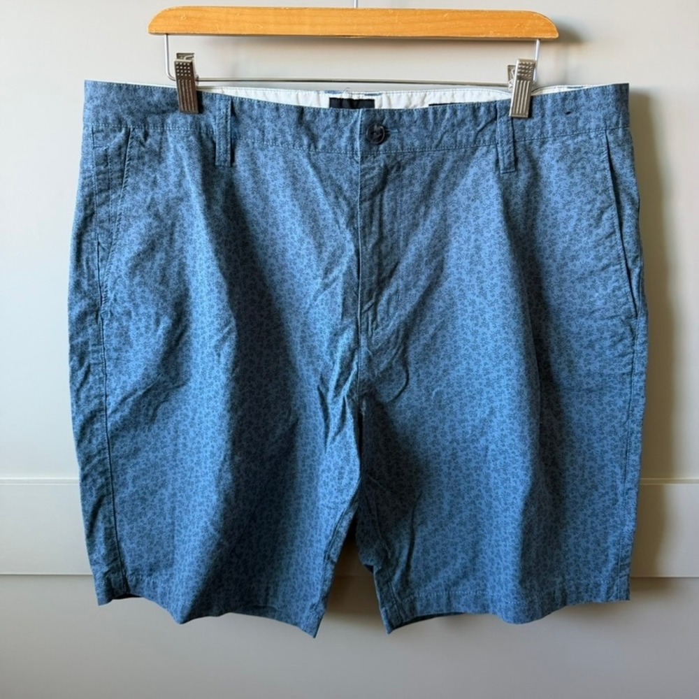 RVCA Chino Shorts Mens 36 Blue Floral Print Casual Cotton Blend Flat Front
